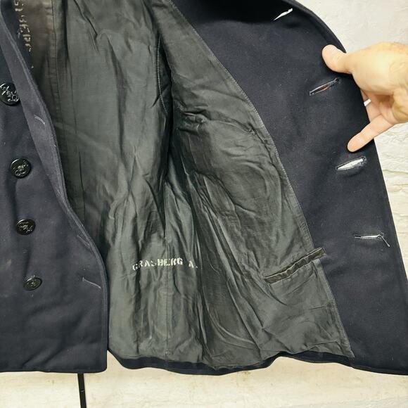 WW2 Naval Clothing Factory 10 Button US Navy Wool Peacoat Vintage 1940s - Picture 6 of 13